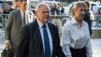 FILE - Democratic U.S. Sen. Bob Menendez of New Jersey and his wife Nadine Menendez arrive at the federal courthouse in New York, Sept. 27, 2023. Menendez said Thursday, May 16, 2024, that his wife has breast cancer and will require a mastectomy, a revelation made just as the presentation of evidence began at his New York bribery trial. (AP Photo/Jeenah Moon, File)