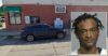 Inset: Charles J. Leggett (Milwaukee County Jail). Background: The store where he allegedly killed the cashier over his pizza order (Google Maps).