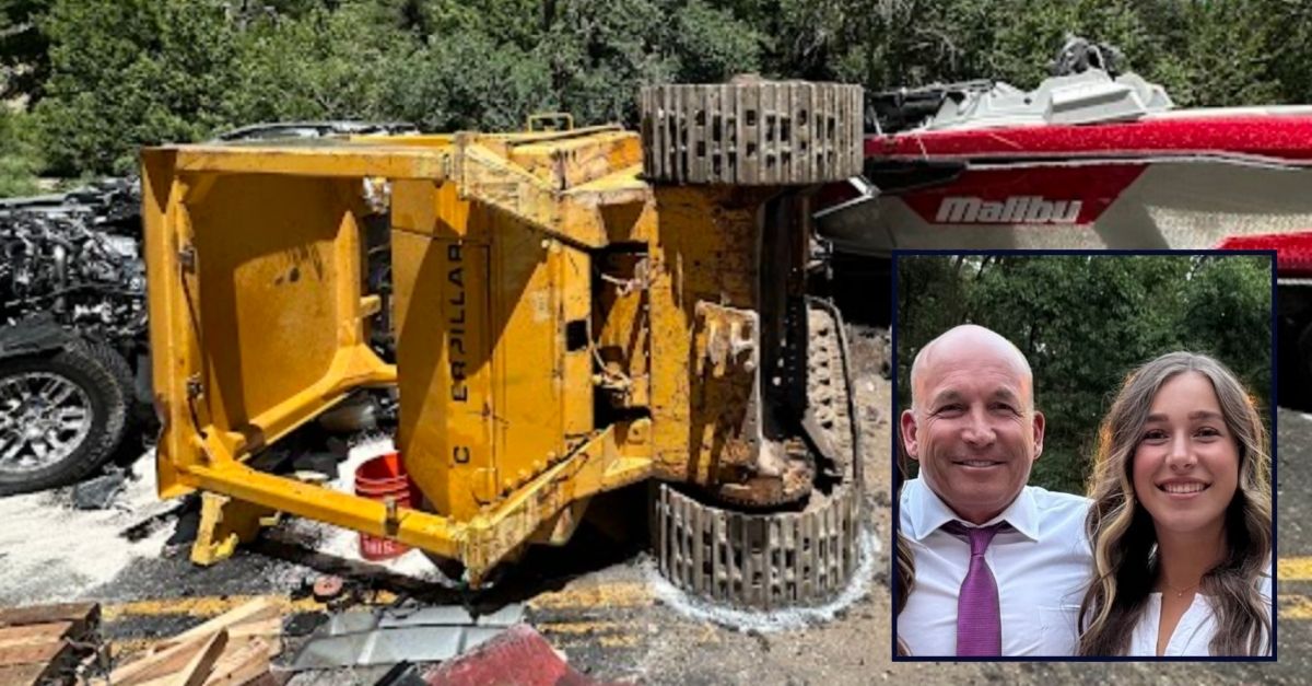 Dad and daughter crushed to death by bulldozer that rolled off truck, landed on their vehicle after driver failed to properly secure it