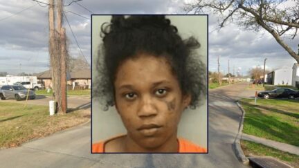 Inset: Daionjanee R. Young (Calcasieu Parish Sheriff's Office). Background: The area around Winterhalter Street in Lake Charles, La., where Daionjanee Young lives (Google Maps).