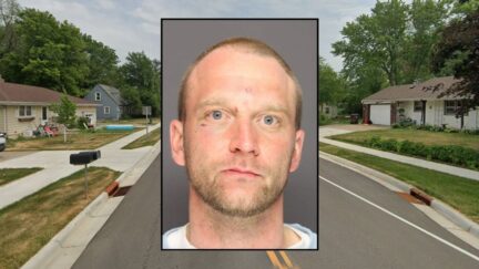 Inset: Aaron Schlossin (Dakota County Jail). The 4500 block of Colorado Street in Prior Lake, Minn., where Aaron Schlossin allegedly lived with his mom (Google Maps).