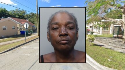 Inset: Cassandra Stuckey (Miami-Dade County). Background: The 1800 block of Northwest 44th Street in Miami-Dade County, Fla., where Cassandra Stuckey and the victim live (Google Maps).