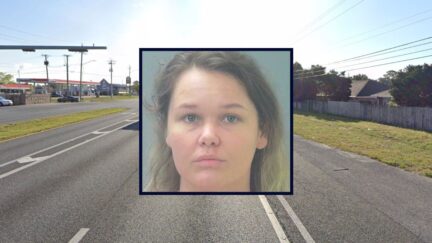 Inmate: Rachiel Moore (Santa Rosa Sheriff's Office). Background: The area in Florida where Moore's ex-stepdad killed the father of her child at her behest (Google Maps).