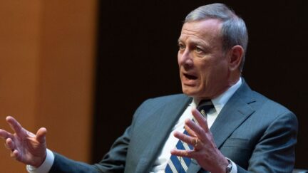 John Roberts, Chief Justice of the U.S. Supreme Court, speaks during lecture to the Georgetown Law School graduating class of 2025, in Washington, Monday, May 12, 2025. (AP Photo/Manuel Balce Ceneta)