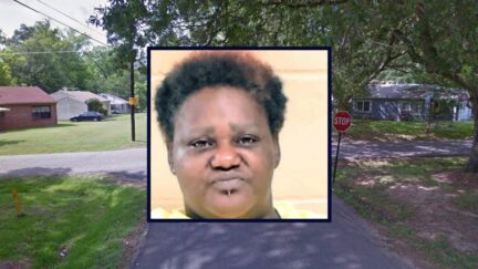 Inset: Kaneesha Williams (Shreveport Police Dept.). Background: The area where Williams' 3-year-old was allegedly found naked and alone during a rain storm (Google Maps).