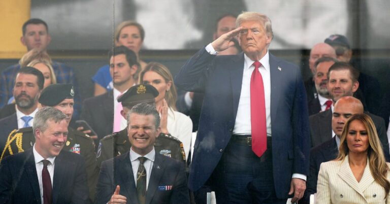 Trump salutes at military parade