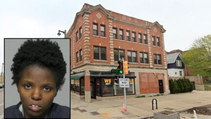 Inset: Shyanna Brothers (Milwaukee County). Background: The building where Shyanna Brothers allegedly lived and hid her daughter's body in Milwaukee, Wis. (Google Maps).