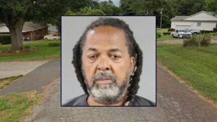 Inset: Gregory Bernard Campbell (Anderson County, South Carolina Sheriff's Office). Background: The block in Anderson County where Campbell allegedly threw boiling water on his great niece (Google Maps).