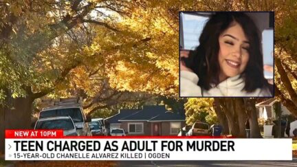 Inset: Chanelle Alvarez (GoFundMe). Background: The area around Chanelle Alvarez' home in Ogden, Utah, where 16-year-old Hezekiah Plummer allegedly shot and killed the teen (KUTV/YouTube).