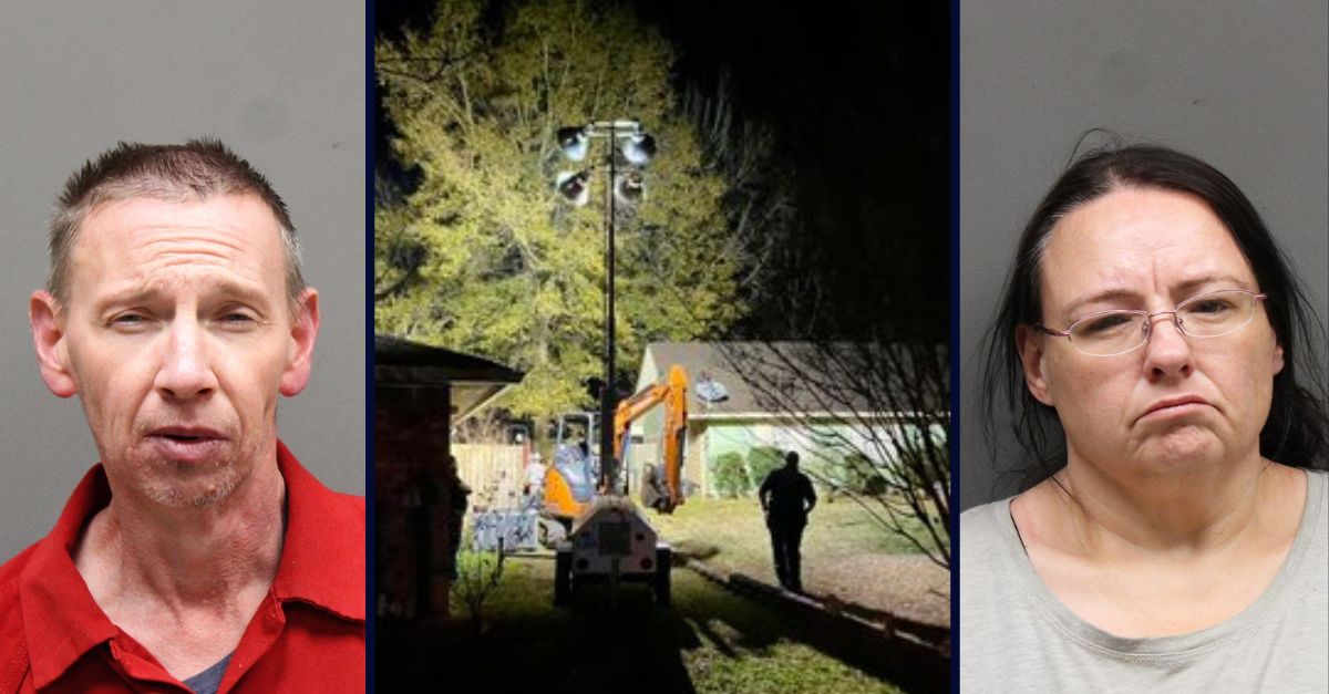 Couple arrested after body found buried in backyard amid search for husband's octogenarian mom