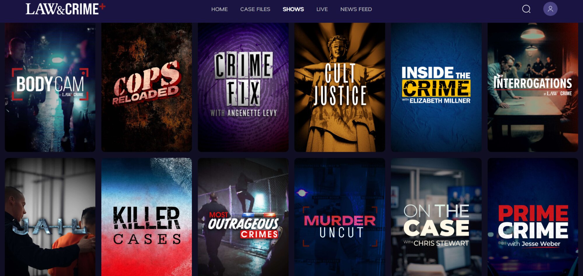Law&Crime+ Shows Library