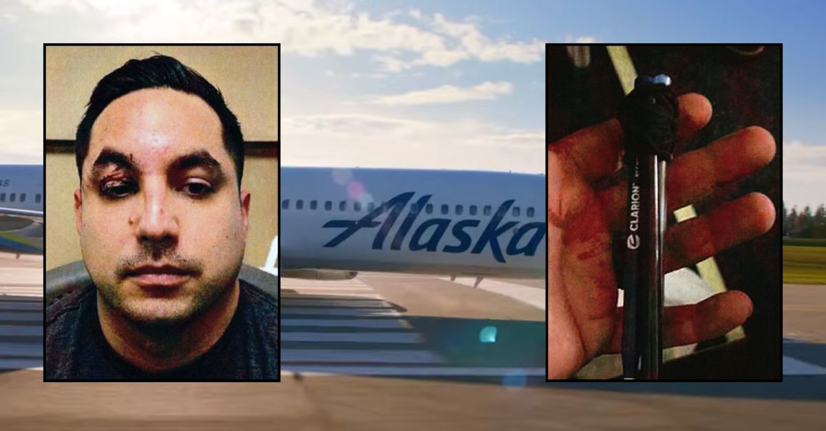 Passenger used a handful of pens to try to take out dad traveling with wife and 7-year-old