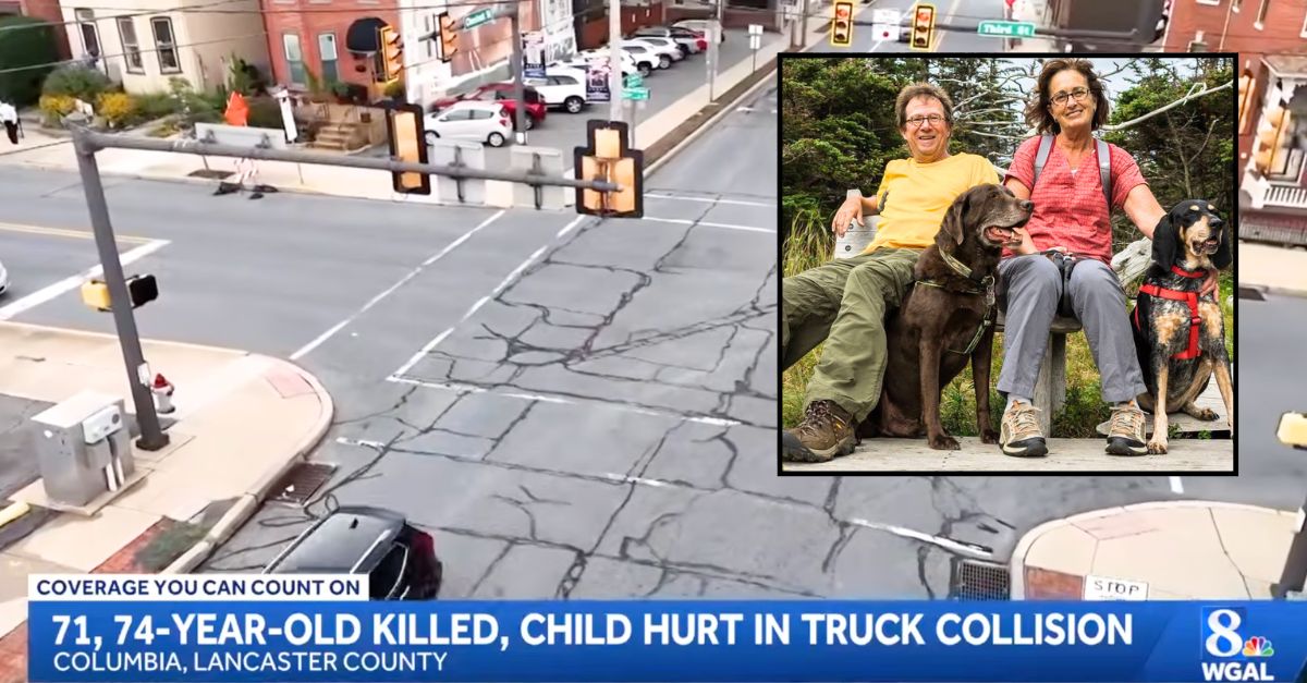 'Mowed down in broad daylight': Grandparents walking home from lunch smacked into by Dodge Ram pickup 'flying' around corner, police and family say